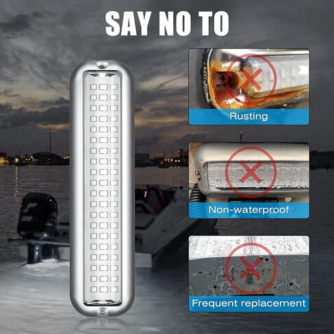 مصباح القارب LED البحري BASIKER BS3 (2x2000LM 60LED)، 10-36 فولت، 316 من الفولاذ المقاوم للصدأ، IP68، الهواء أو تحت الماء، حامل سطحي مصمم لسفن الرحلات البحرية واليخوت والقوارب والمراكب الشراعية والعائمة والعارضة (أحمر) in Kuwait