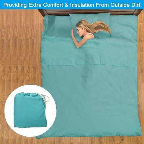 PATIKIL Sleeping Bag Liner, Soft Lightweight Travel Camping Sheet Sleep Sack Compact Sleep Bag with Carry Bag for Adults Camping Travel Hotel in Kuwait