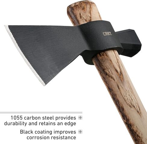مطرقة CRKT Chogan T-Hawk: فأس للتخييم في الهواء الطلق مع مطرقة، رأس من الفولاذ الكربوني، مقبض خشبي هيكوري تينيسي 2724 in Saudi Arabia