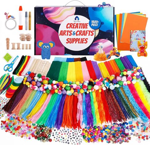 VigorFun Arts and Crafts Supplies for Kids, 1500+ Piece DIY Craft Kit Library in a Box for Kids Ages 4 5 6 7 8 9, Crafting School Activity Supplies, Gift Ideas for Preschool Kids Project Activities in Saudi Arabia