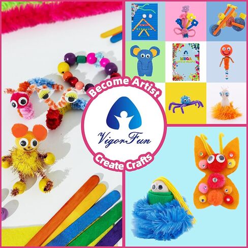 VigorFun Arts and Crafts Supplies for Kids, 1500+ Piece DIY Craft Kit Library in a Box for Kids Ages 4 5 6 7 8 9, Crafting School Activity Supplies, Gift Ideas for Preschool Kids Project Activities in Saudi Arabia