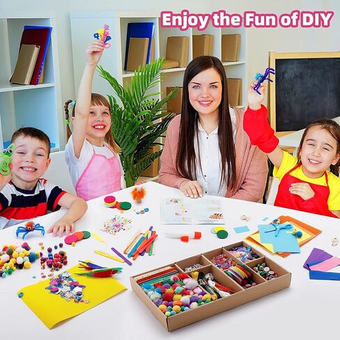 VigorFun Arts and Crafts Supplies for Kids, 1500+ Piece DIY Craft Kit Library in a Box for Kids Ages 4 5 6 7 8 9, Crafting School Activity Supplies, Gift Ideas for Preschool Kids Project Activities in Saudi Arabia