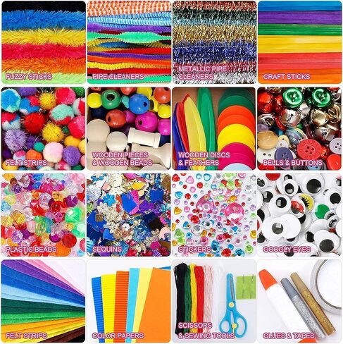 VigorFun Arts and Crafts Supplies for Kids, 1500+ Piece DIY Craft Kit Library in a Box for Kids Ages 4 5 6 7 8 9, Crafting School Activity Supplies, Gift Ideas for Preschool Kids Project Activities in Saudi Arabia