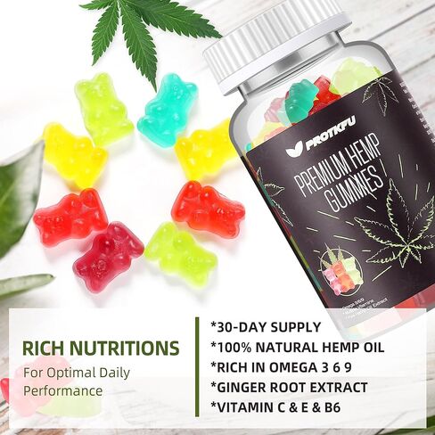 Premium Hemp Gummies - Fruity Gummy Bear with Hemp Oil High Potency for Deep and Healthy Bеdtime - Omega 3 Supplement with Hemp Oil in Kuwait