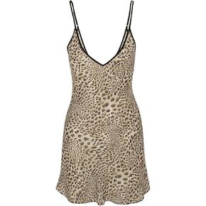 GORGLITTER Women's Leopard Print Cami Dress Cheetah Print Deep V Neck Ruffle Mini Dresses in Saudi Arabia