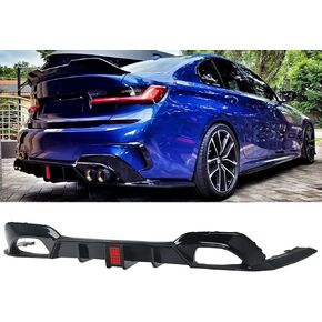 Rear Diffuser Lip Compatibility with 2019-2022 3 Series G20 330e 330i M340i Sport Rear Bumper Diffuser Lip Spoiler with Brake LED Light Gloss Black in Kuwait