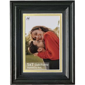 18x24 Picture Frame Matted to 16x20 - Thickened and Widened, Mortise & Tenon, USA Natural Oak Wood with Clear Plexiglass, Tabletop or Wall Mount Display Includes Wall Kit, Black Color, 1 Pack in Saudi Arabia