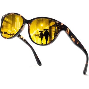 Chicid Night Vision Driving Glasses for Women, Polarized Anti-Glare Yellow Lens for Nighttime Rainy Foggy in Saudi Arabia