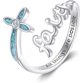 Cross Faith Ring Sterling Silver Turquoise Faith Cross Open Ring Christian Religious Jewelry Gifts for Women Men in Saudi Arabia