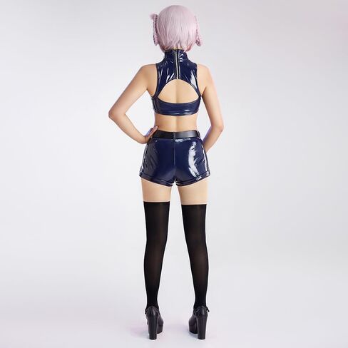 miccostumes Womens Costume Vampire Cosplay Fullset Cutout Crop Top and Shorts with Hooded Jacket and Socks in Saudi Arabia
