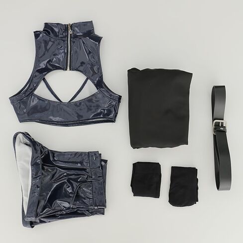 miccostumes Womens Costume Vampire Cosplay Fullset Cutout Crop Top and Shorts with Hooded Jacket and Socks in Saudi Arabia