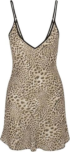 GORGLITTER Women's Leopard Print Cami Dress Cheetah Print Deep V Neck Ruffle Mini Dresses in Saudi Arabia