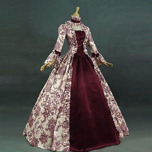 Womens Medieval Victorian Rococo Dress Vintage Lace Up Cinch Corset Dress Gothic Queen Ball Gown Renaissance Costume in Kuwait
