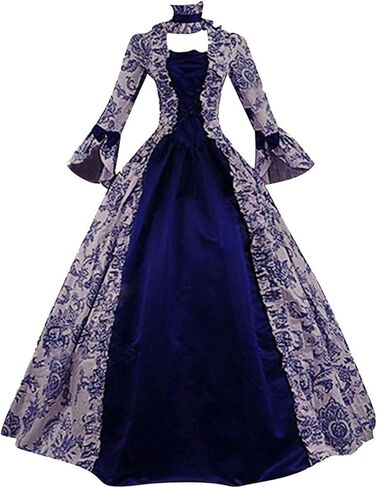 Womens Medieval Victorian Rococo Dress Vintage Lace Up Cinch Corset Dress Gothic Queen Ball Gown Renaissance Costume in Kuwait