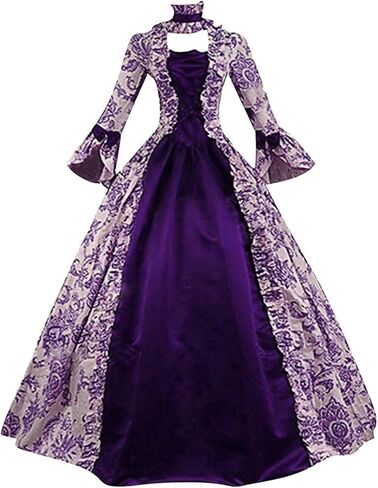 Womens Medieval Victorian Rococo Dress Vintage Lace Up Cinch Corset Dress Gothic Queen Ball Gown Renaissance Costume in Kuwait