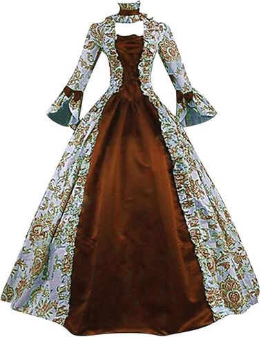 Womens Medieval Victorian Rococo Dress Vintage Lace Up Cinch Corset Dress Gothic Queen Ball Gown Renaissance Costume in Kuwait