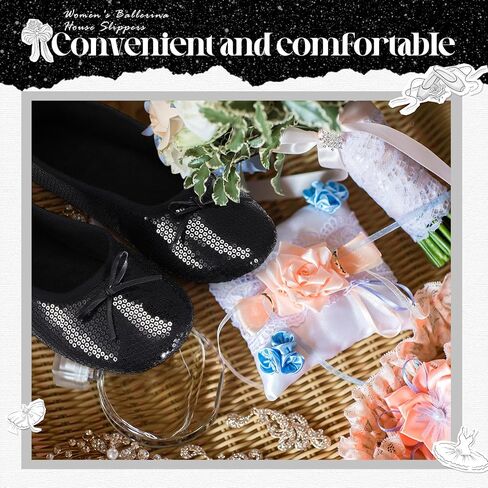 12 Pairs Sequin Wedding Foldable Flats Bulk with Matching Carrying Pouch Ballet Flats Glitter Dancing Shoes Party Wedding Slippers for Women Guests Bridesmaids in Saudi Arabia