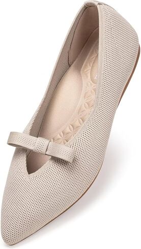 Frank Mully Women's Knitted Flats with Bow Pointed Toe Ballet Shoes Soft Fabric Ballerina Dressy Flats for Women in Kuwait