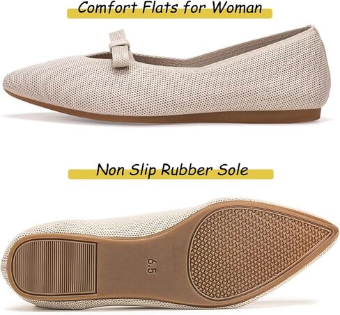 Frank Mully Women's Knitted Flats with Bow Pointed Toe Ballet Shoes Soft Fabric Ballerina Dressy Flats for Women in Kuwait