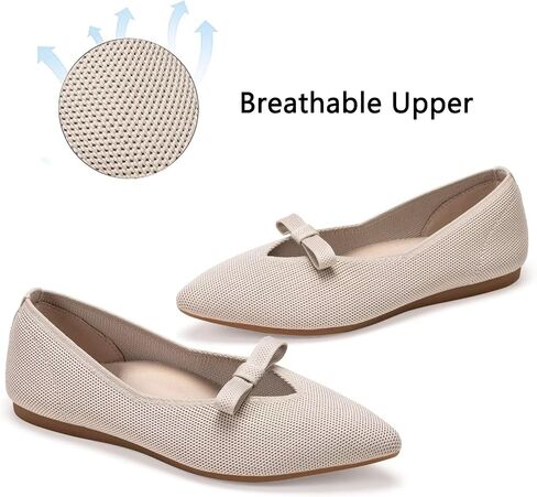 Frank Mully Women's Knitted Flats with Bow Pointed Toe Ballet Shoes Soft Fabric Ballerina Dressy Flats for Women in Kuwait