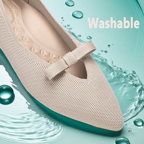 Frank Mully Women's Knitted Flats with Bow Pointed Toe Ballet Shoes Soft Fabric Ballerina Dressy Flats for Women in Kuwait