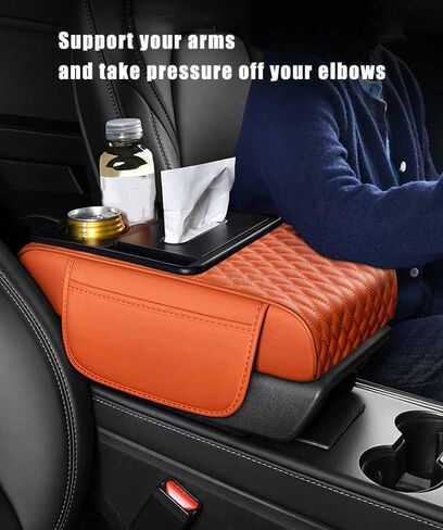 Car Center Console armrest Cushion for Honda Odyssey 1999–2025, Leather Armrest Cover with 2 Storage Bags Car Armrest Seat Box Pad Car Interior Accessories,E Grey in Saudi Arabia