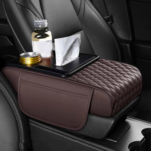 Car Center Console armrest Cushion for Honda Odyssey 1999–2025, Leather Armrest Cover with 2 Storage Bags Car Armrest Seat Box Pad Car Interior Accessories,E Grey in Saudi Arabia