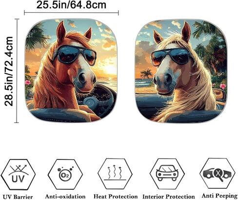 REANTEROLD CAR Windshield Sunshade في الهواء الطلق الأشعة فوق البنفسجية أشعة الشمس شمس درع مانع عالمي السيارة نوافذ الشمس شمس الصيف شمس قابلة للطي الظل 2 قطعة محامي حصان للحيوانات. in Kuwait