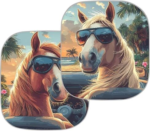 REANTEROLD CAR Windshield Sunshade في الهواء الطلق الأشعة فوق البنفسجية أشعة الشمس شمس درع مانع عالمي السيارة نوافذ الشمس شمس الصيف شمس قابلة للطي الظل 2 قطعة محامي حصان للحيوانات. in Kuwait