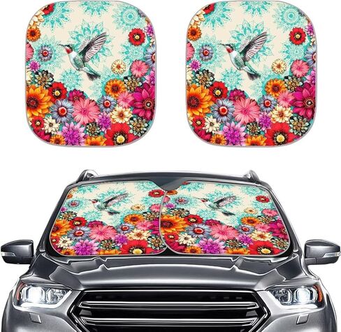 REANTEROLD CAR Windshield Sunshade في الهواء الطلق الأشعة فوق البنفسجية أشعة الشمس شمس درع مانع عالمي السيارة نوافذ الشمس شمس الصيف شمس قابلة للطي الظل 2 قطعة محامي حصان للحيوانات. in Kuwait