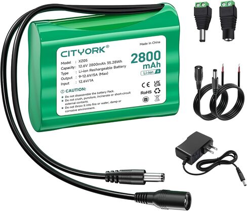 12V Rechargeable 2800mAh Lithium Battery Pack with Charger Compatible with 12V Devices, DIY Project, Bike Light, RC Car, Electric Pianos, CCTV Camera, Robot Toys, LED Light Strip etc in Saudi Arabia