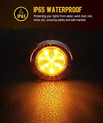 Partsam 10Pcs 2.5" Amber 12LED Round Clearance/Marker Lights with Polished Chrome-plated Plastic Bezel for Trailer Truck RV, Clear lens, 12V in Kuwait