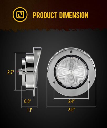 Partsam 10Pcs 2.5" Amber 12LED Round Clearance/Marker Lights with Polished Chrome-plated Plastic Bezel for Trailer Truck RV, Clear lens, 12V in Kuwait