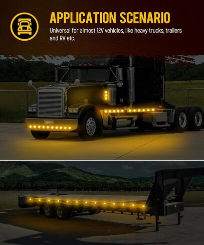 Partsam 10Pcs 2.5" Amber 12LED Round Clearance/Marker Lights with Polished Chrome-plated Plastic Bezel for Trailer Truck RV, Clear lens, 12V in Kuwait