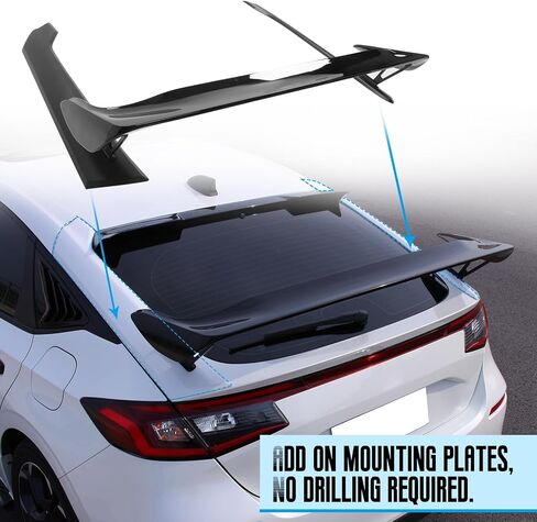 Freemotor802 المفسد الجذع الخلفي متوافق مع 2022-2025 Honda Civic 11th Gen Hatchback 4-Door | ABS من النوع البلاستيكي R style Gloss الأسود Deck Lid Spoiler Wing Wing Wip Wip W/Mounting Plates in Saudi Arabia