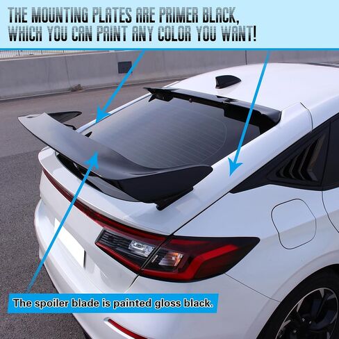 Freemotor802 المفسد الجذع الخلفي متوافق مع 2022-2025 Honda Civic 11th Gen Hatchback 4-Door | ABS من النوع البلاستيكي R style Gloss الأسود Deck Lid Spoiler Wing Wing Wip Wip W/Mounting Plates in Saudi Arabia