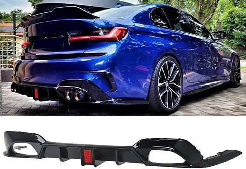 Rear Diffuser Lip Compatibility with 2019-2022 3 Series G20 330e 330i M340i Sport Rear Bumper Diffuser Lip Spoiler with Brake LED Light Gloss Black in Saudi Arabia