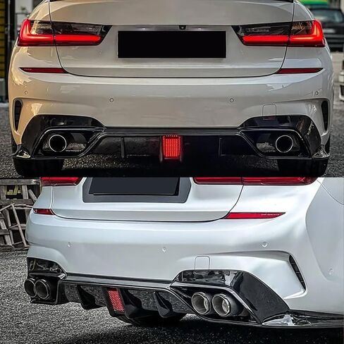 Rear Diffuser Lip Compatibility with 2019-2022 3 Series G20 330e 330i M340i Sport Rear Bumper Diffuser Lip Spoiler with Brake LED Light Gloss Black in Saudi Arabia
