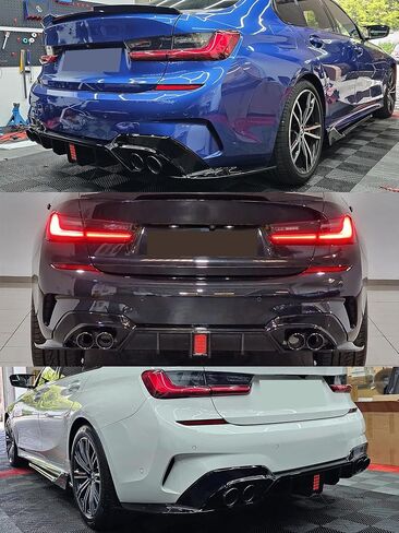Rear Diffuser Lip Compatibility with 2019-2022 3 Series G20 330e 330i M340i Sport Rear Bumper Diffuser Lip Spoiler with Brake LED Light Gloss Black in Saudi Arabia