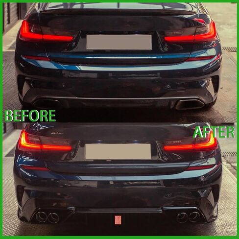 Rear Diffuser Lip Compatibility with 2019-2022 3 Series G20 330e 330i M340i Sport Rear Bumper Diffuser Lip Spoiler with Brake LED Light Gloss Black in Saudi Arabia