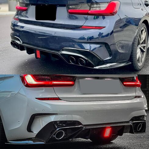Rear Diffuser Lip Compatibility with 2019-2022 3 Series G20 330e 330i M340i Sport Rear Bumper Diffuser Lip Spoiler with Brake LED Light Gloss Black in Saudi Arabia