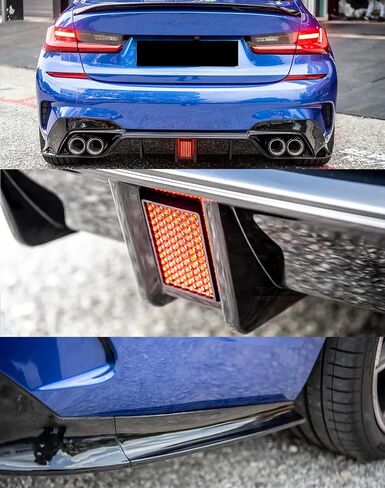 Rear Diffuser Lip Compatibility with 2019-2022 3 Series G20 330e 330i M340i Sport Rear Bumper Diffuser Lip Spoiler with Brake LED Light Gloss Black in Saudi Arabia