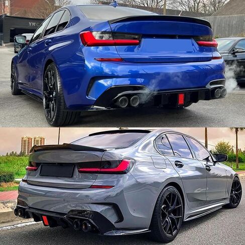 Rear Diffuser Lip Compatibility with 2019-2022 3 Series G20 330e 330i M340i Sport Rear Bumper Diffuser Lip Spoiler with Brake LED Light Gloss Black in Saudi Arabia