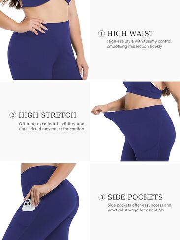 Plus Size High Waist Capri Leggings with Pockets for Women Tummy Control Yoga Crop Pants for Summer Workout Athletic in Saudi Arabia