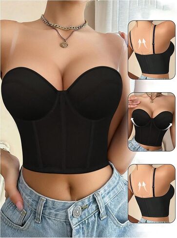 Wdirara Women's Push Up Bandeau Bras Bralett Bralette Bralette Tube Top Bra in Saudi Arabia