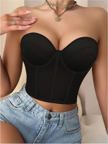 Wdirara Women's Push Up Bandeau Bras Bralett Bralette Bralette Tube Top Bra in Saudi Arabia