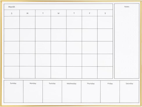 3-in-1 Dry Erase Calendar for Wall with Gold Aluminum Frame, Magnetic Monthly & Weekly Calendar Whiteboard, Dry Erase Board for Wall, Hanging White Board for Decor/Memo(YL+ZL-Gold,4333) in Saudi Arabia