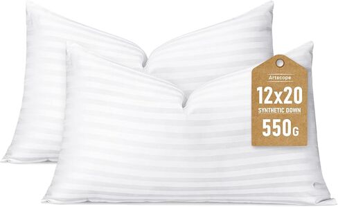 Artscope Synthetic Down Pillow Insert, 20x20 Down Alternative Throw Pillow Insert. Ultra Soft Fluffy Sleeping Pillow with 100% Cotton Cover, Decorative Pillows Set of 2-White. in Kuwait