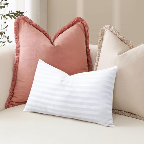 Artscope Synthetic Down Pillow Insert, 20x20 Down Alternative Throw Pillow Insert. Ultra Soft Fluffy Sleeping Pillow with 100% Cotton Cover, Decorative Pillows Set of 2-White. in Kuwait