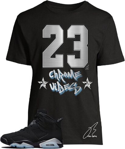 Shirt To Match Jordan Retro 6 Black Metallic Silver,Chrome Vibes Unisex Graphic Tee (XXL, Black) in Saudi Arabia